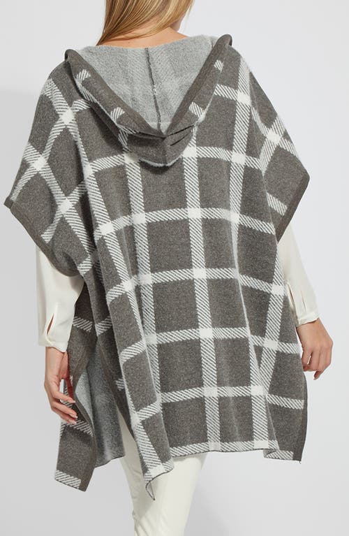Lyssé Tribeca Hooded Sweater Poncho In Frost Plaid