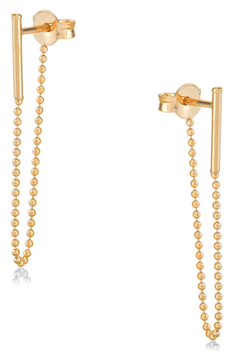 Frankie & Zoe Bead Chain Front/Back Earrings, Alternate, color, Yellow Gold