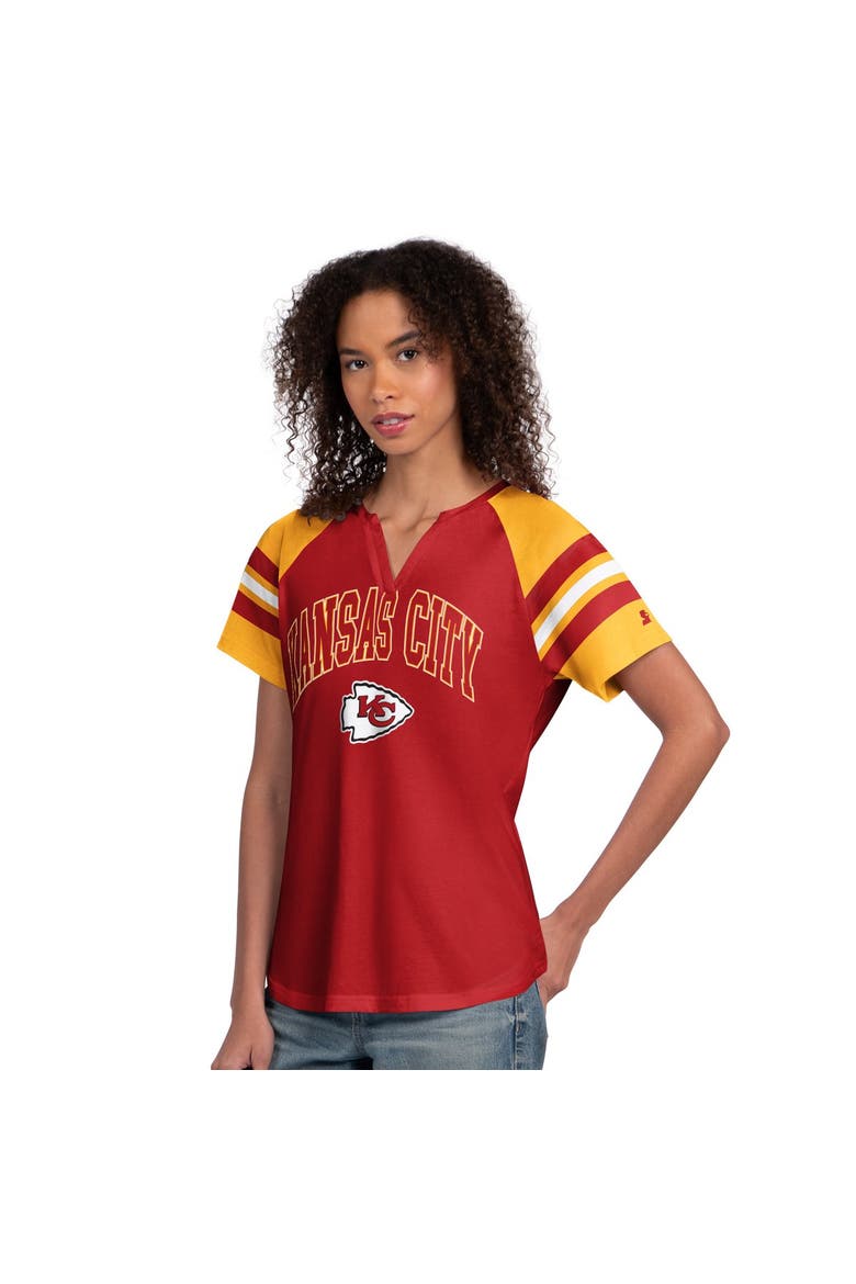 Women's Starter  Red Kansas City Chiefs Game On Notch Neck Raglan T-Shirt, Main, color, Red