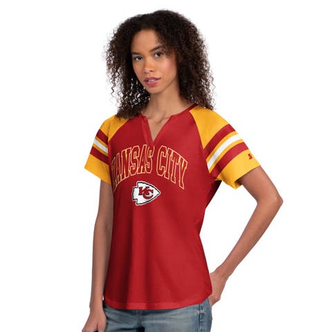 Women's Starter  Red Kansas City Chiefs Game On Notch Neck Raglan T-Shirt