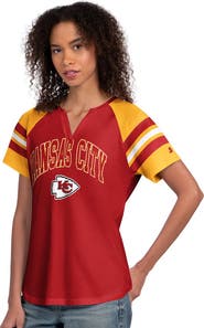 STARTER Women's Starter Red Kansas City Chiefs Game On Notch Neck Raglan T-Shirt