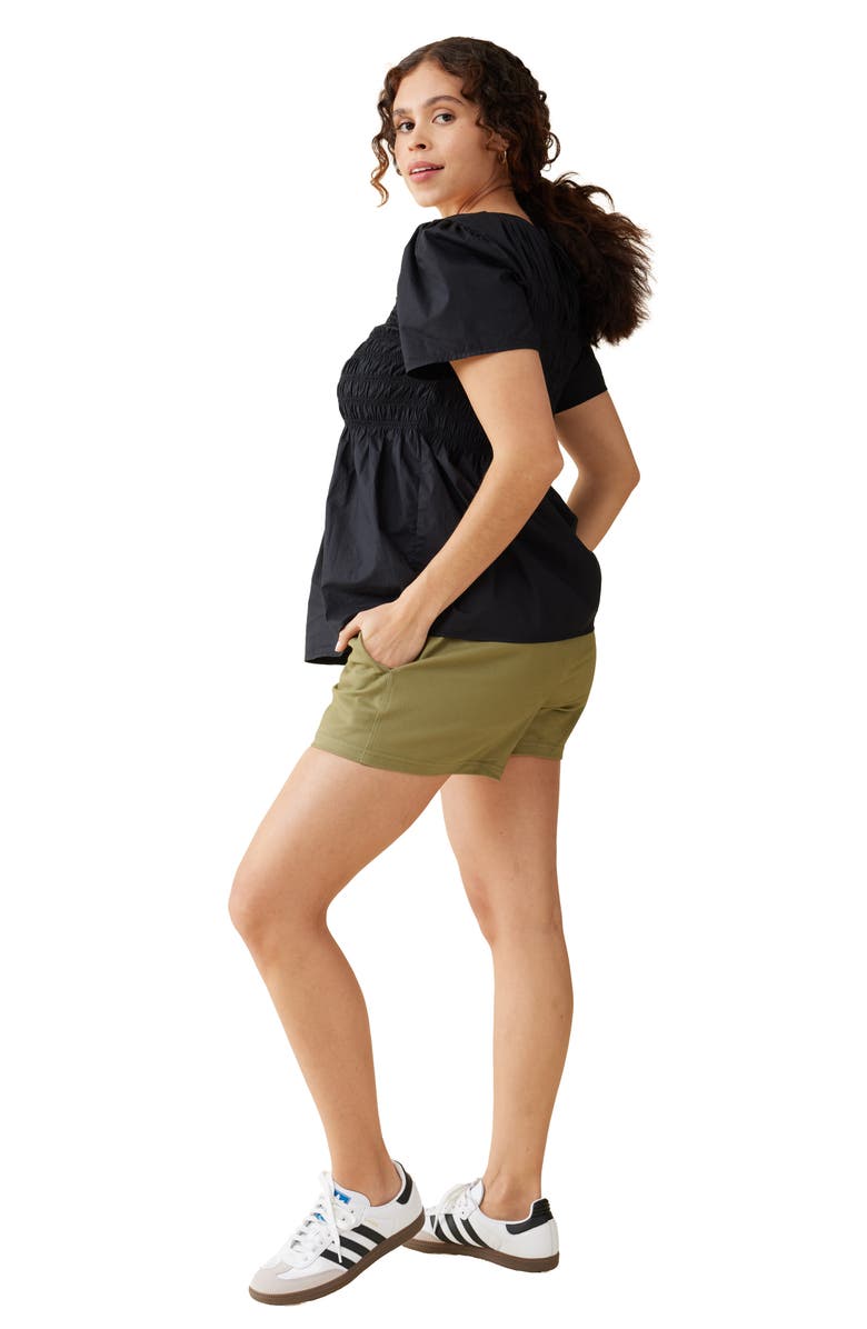 Ingrid & Isabel<sup>®</sup> Smocked Puff Sleeve Maternity Top, Alternate, color, Black