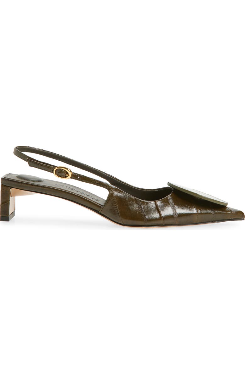 Jacquemus Les Duelo Mismatched Kitten Heel Slingback Pump, Alternate, color, Dark Khaki 580