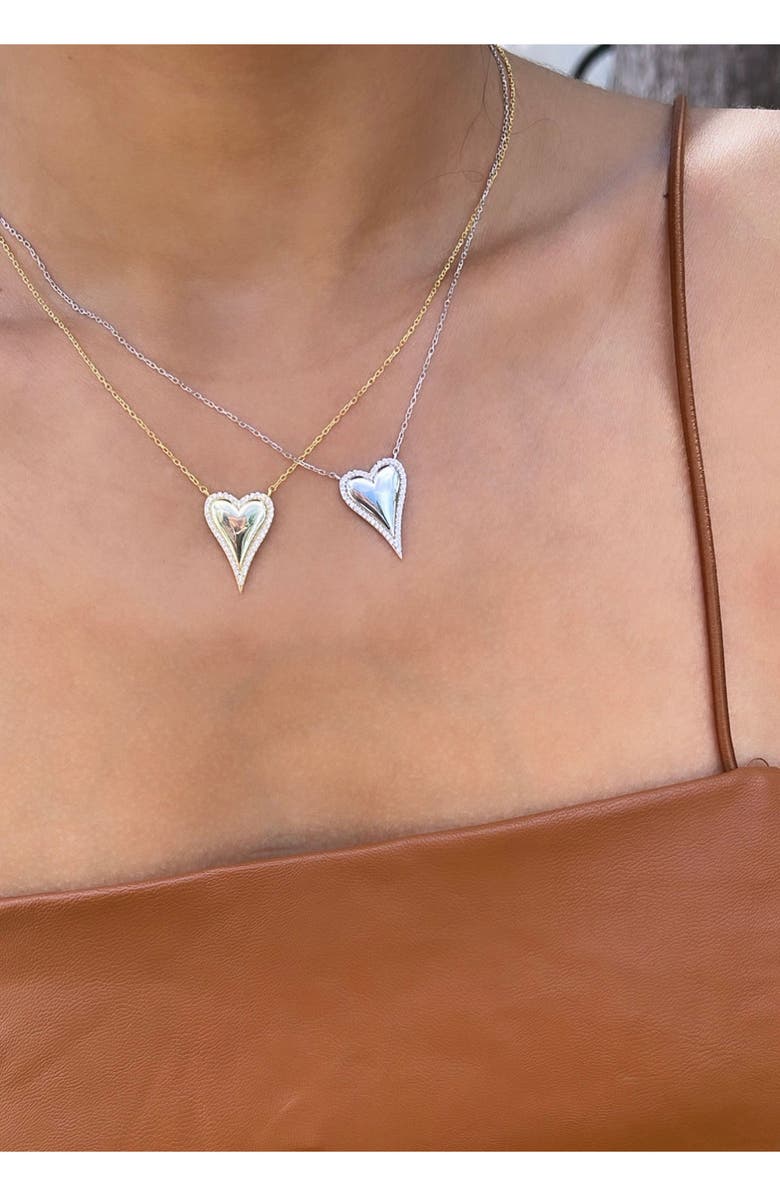 SHYMI Cubic Zirconia Pavé Heart Pendant Necklace, Alternate, color, Silver