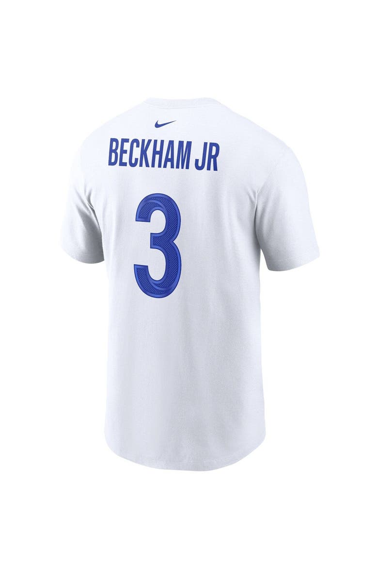 Men's Nike Odell Beckham Jr. White Los Angeles Rams Super Bowl LVI Name & Number T-Shirt, Alternate, color, White