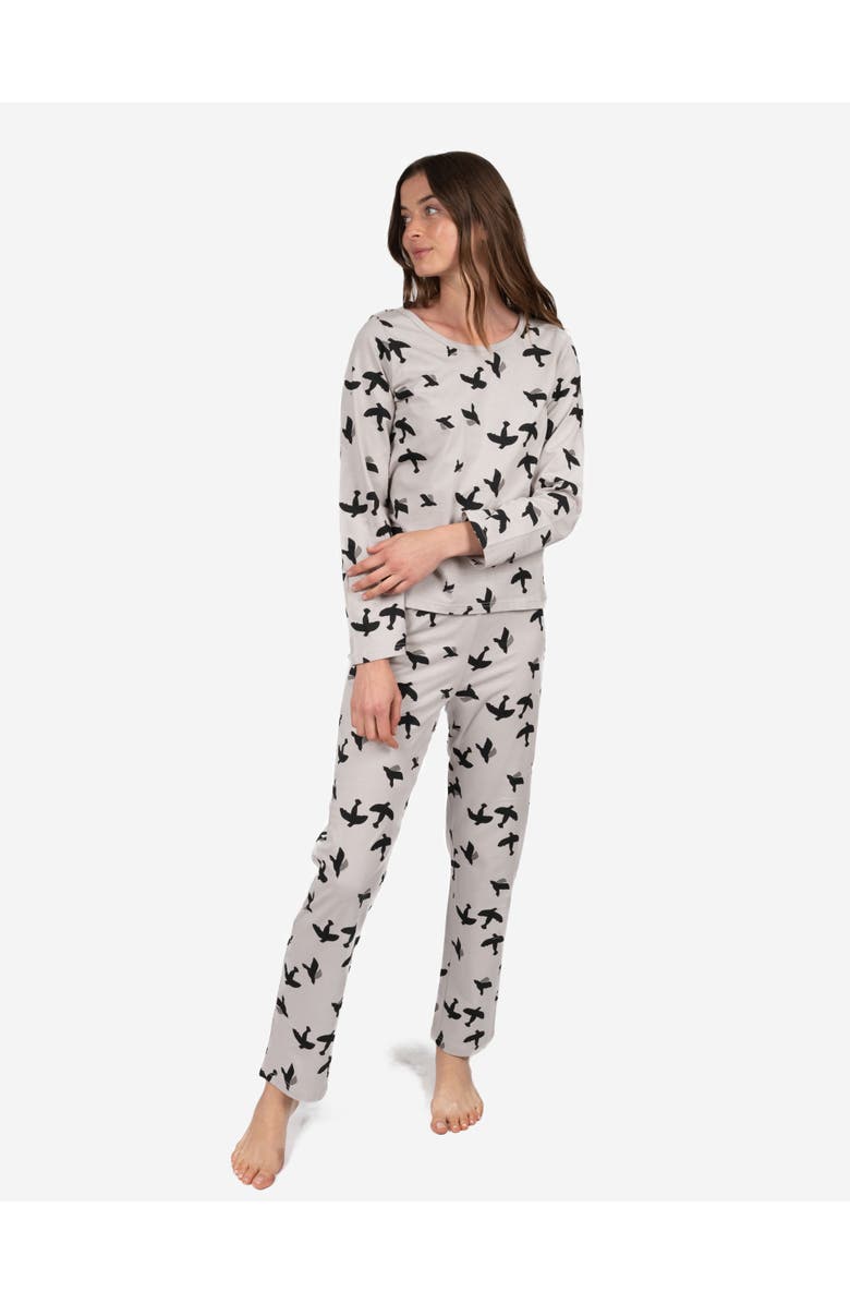 Leveret Women's Loose Fit Cotton Matching Family Pajamas, Animal & Nature Prints, Main, color, Bird Gray