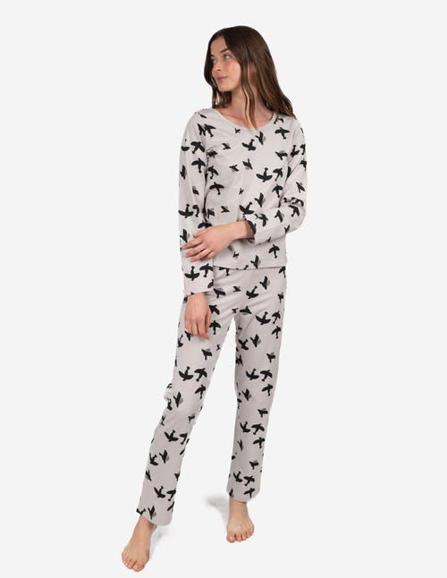 Leveret Loose Fit Cotton Matching Family Pajamas, Animal & Nature Prints In Gray