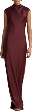 Lauren Ralph Lauren Cowl Neck Satin Maxi Dress