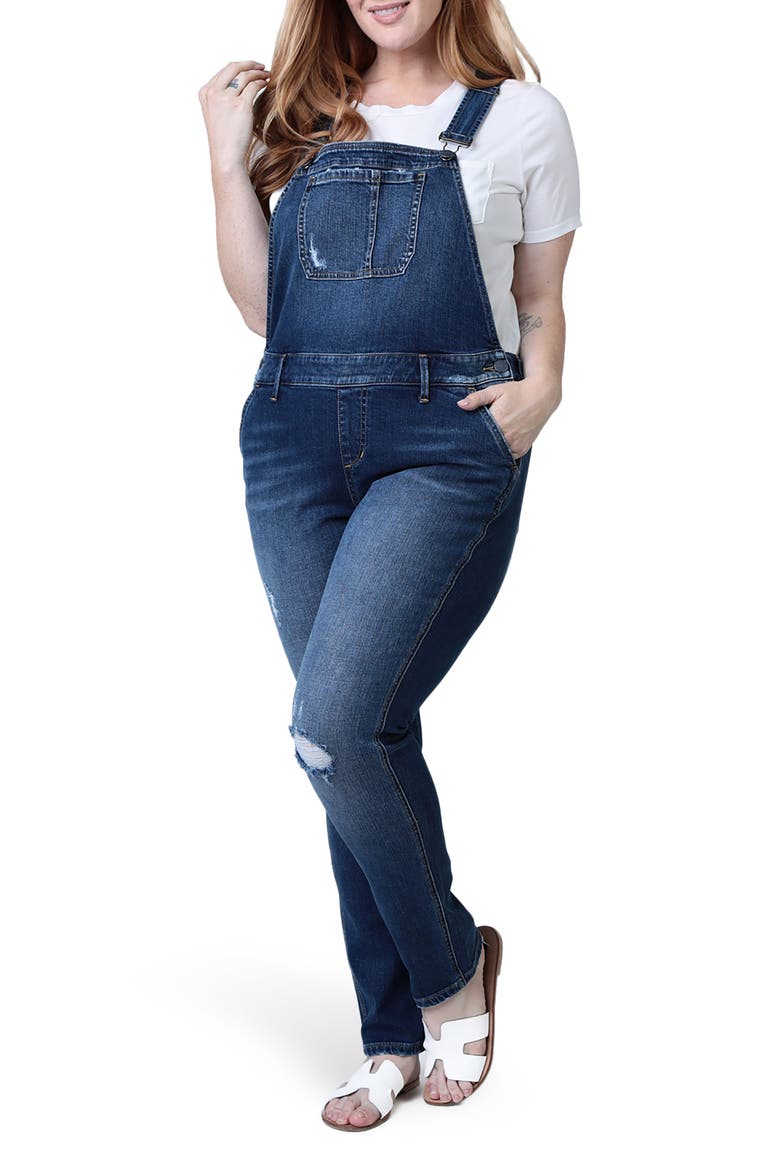 Distressed Denim Overalls, Main, color, JUDY
