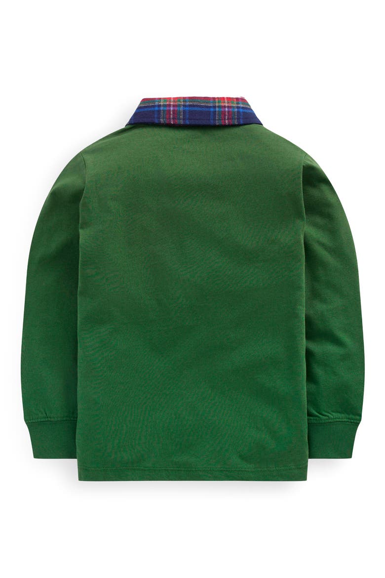 Kids' Plaid Collar Long Sleeve Polo, Alternate, color, PINE GREEN