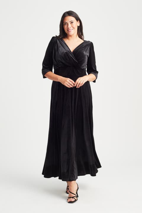 Verity Velvet 3/4 Sleeve Maxi Dress