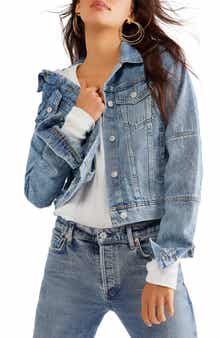 Free People Rumors Crop Denim Trucker Jacket