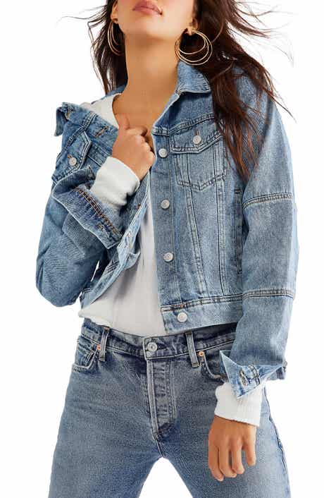 Free People Rumors Crop Denim Trucker Jacket