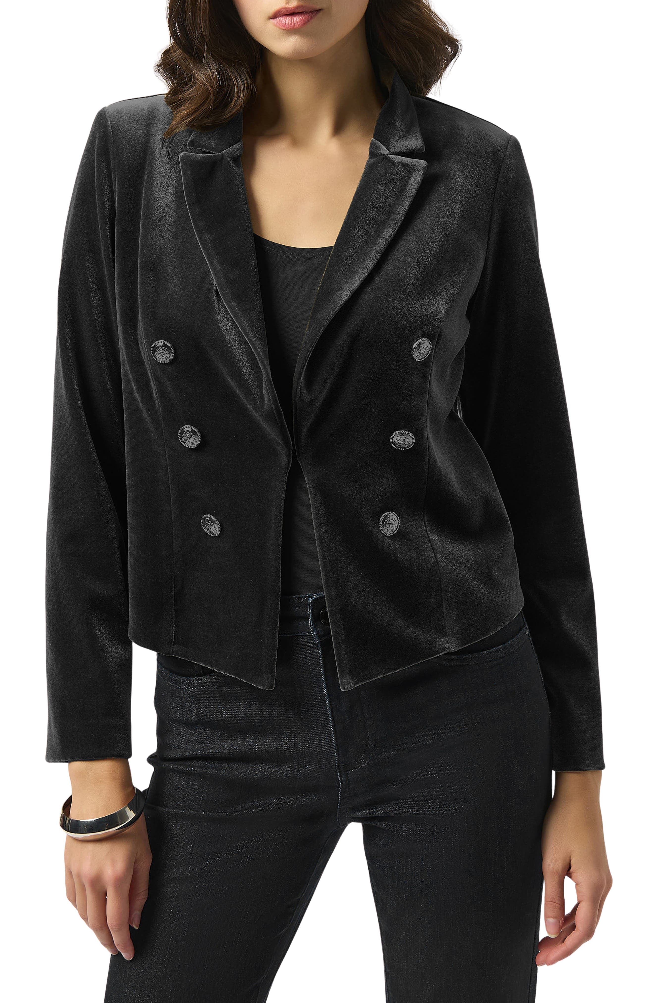 Stretch Velvet Military Blazer