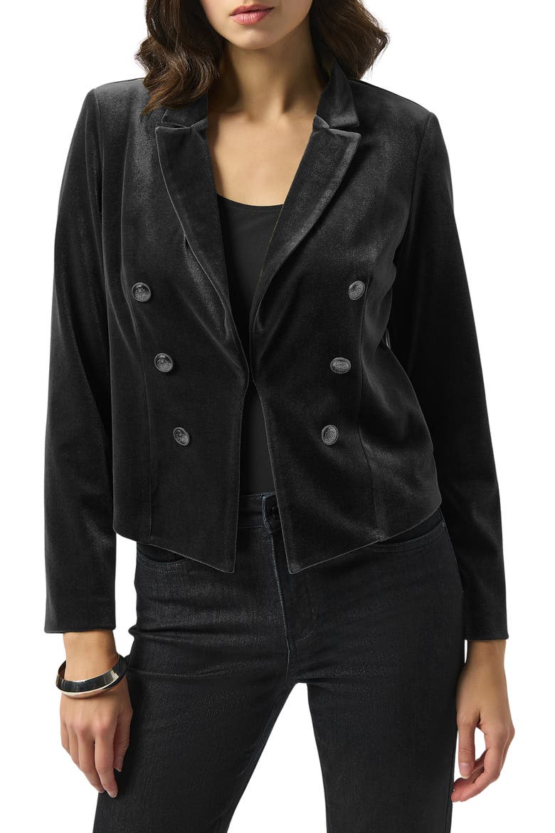 Stretch Velvet Military Blazer, Main, color, BLACK