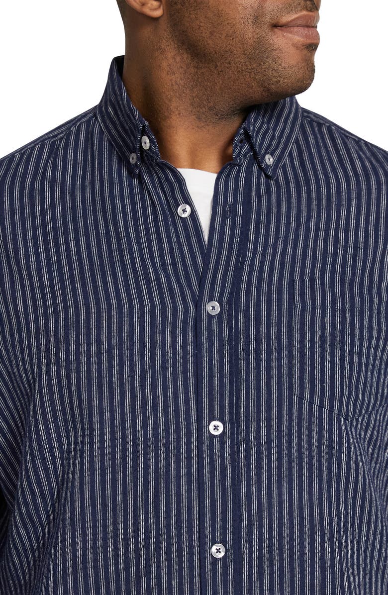Johnny Bigg Regular Fit Capri Stripe Linen & Cotton Button-Up Shirt, Alternate, color,