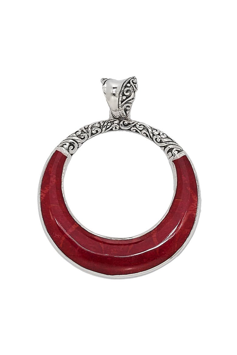 Sterling Silver Open Circle Pendant, Main, color, RED