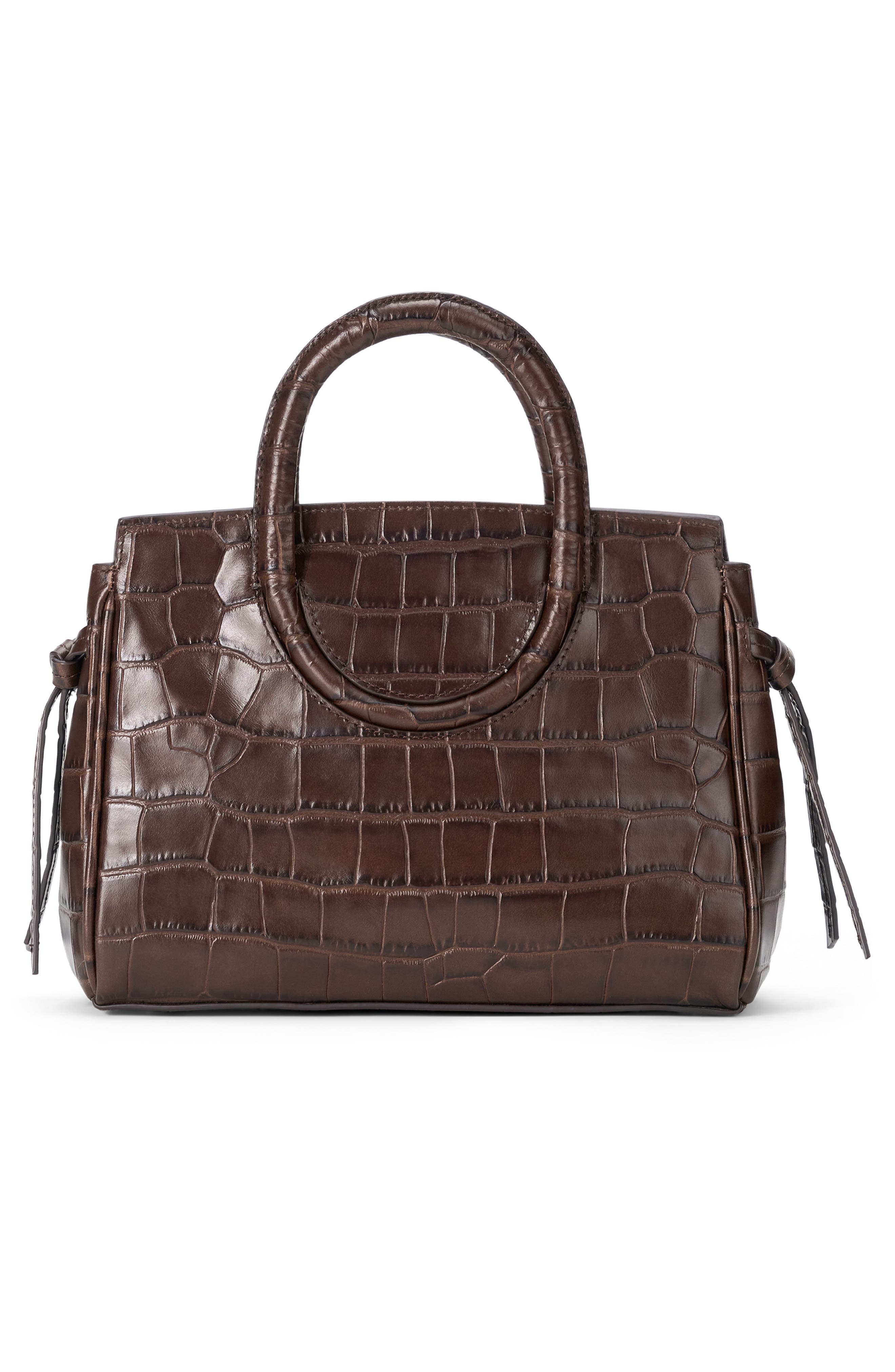 STAUD Mini Maude Croc Embossed Leather Carryall, Alternate, color, Espresso Croco