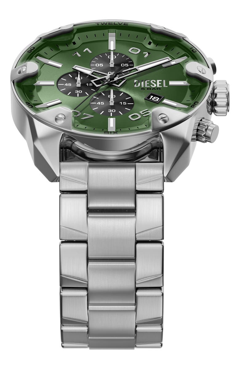 DIESEL<sup>®</sup> Spiked Chronograph Bracelet Watch, 49mm, Alternate, color, Silver