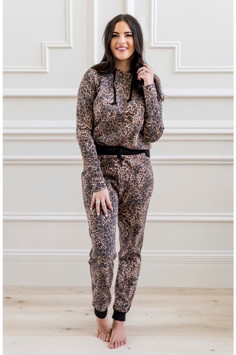 Soft Lounge Hoodie), Alternate, color, BEIGE BISQUE LEOPARD