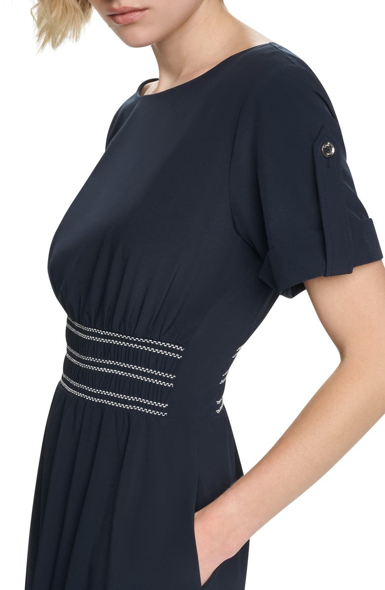 DKNY Commuter Solid Short Sleeve Dress, Alternate, color, Indigo