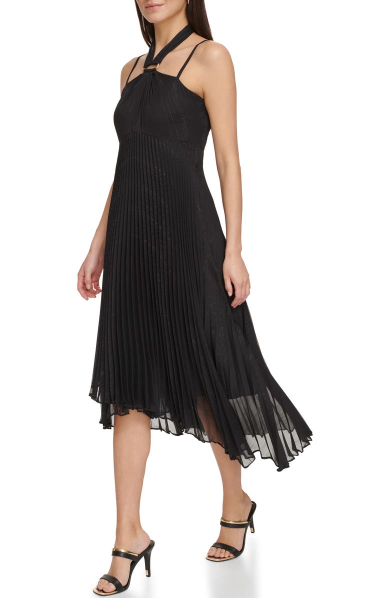 DKNY Pleated Halter Neck High-Low Dress, Alternate, color, 