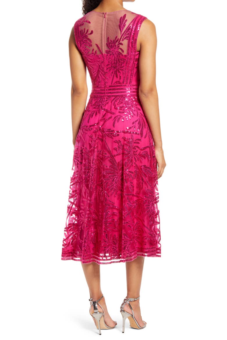 Sleeveless Sequin Fit & Flare Cocktail Midi Dress, Alternate, color, BLOSSOM