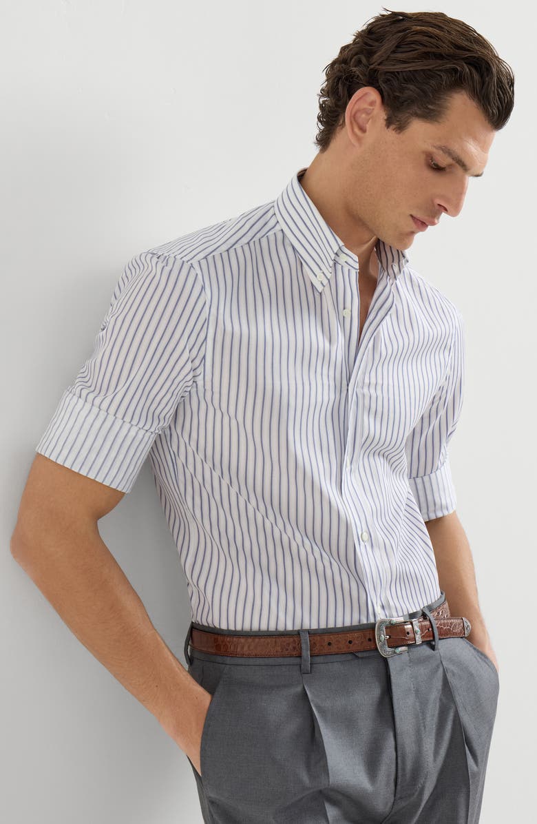 Brunello Cucinelli Button-down collar shirt, Alternate, color, White