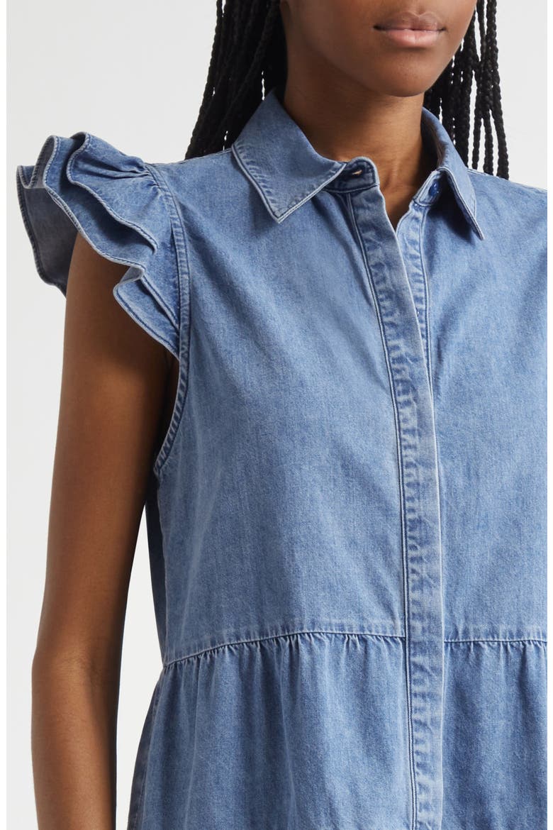 Jem Tiered Denim Minidress, Alternate, color, LIGHT CHAMBRAY