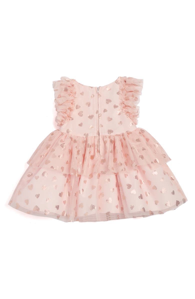 Pippa & Julie Heart Print Ruffle Dress & Bloomers, Alternate, color, 