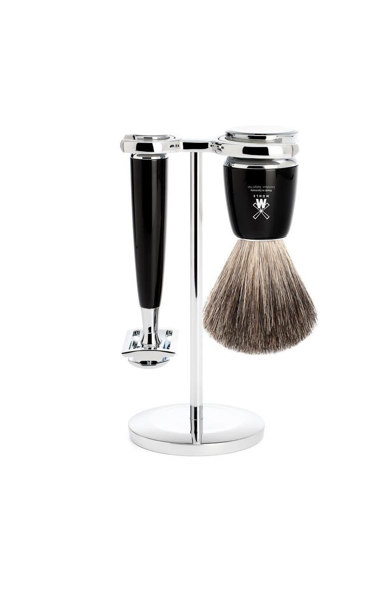 MÜHLE Rytmo Black 3-Piece Pure Badger & Safety Razor Shaving Set, Main, color, Black