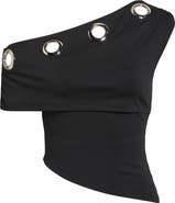 Princess Polly Noteworthy Grommet One-Shoulder Asymmetric Top