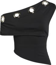 Princess Polly Noteworthy Grommet One-Shoulder Asymmetric Top