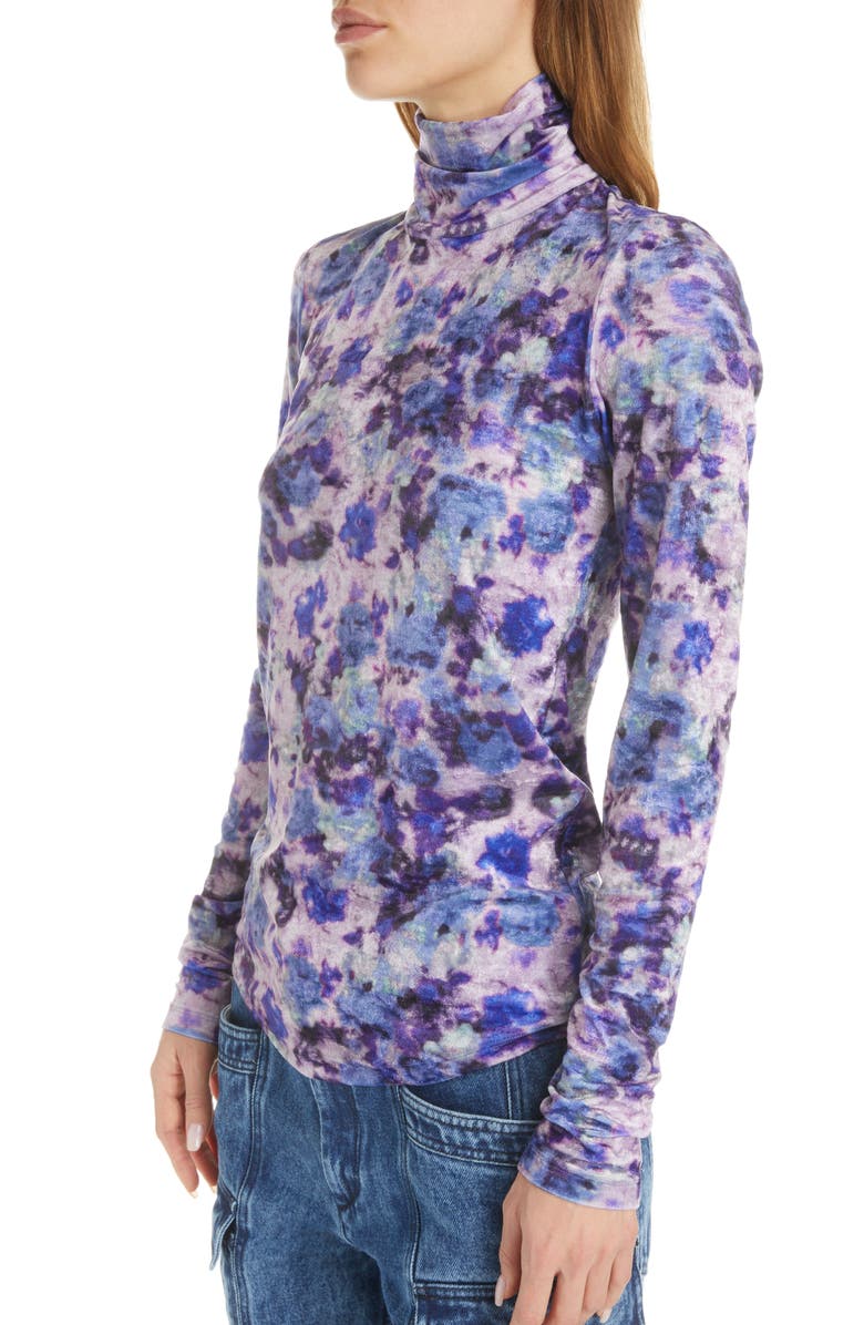 Isabel Marant Giloyela Floral Crushed Velvet Turtleneck, Alternate, color,