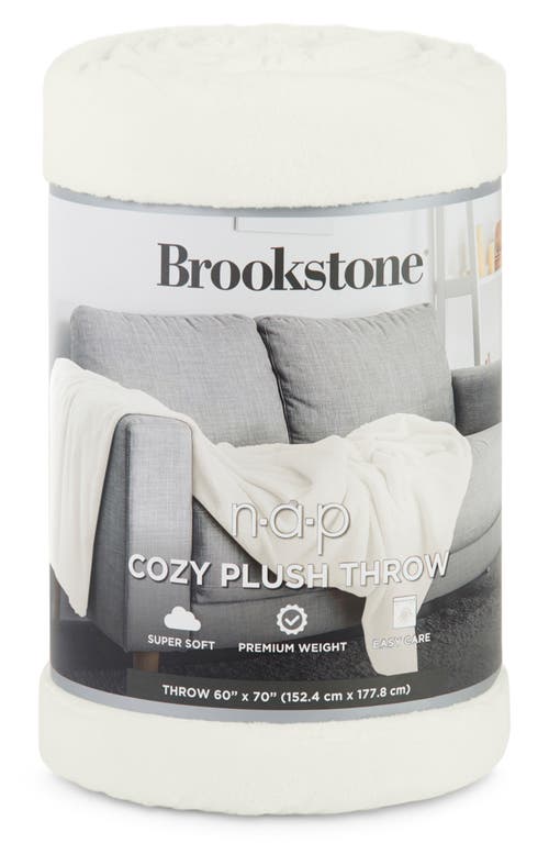 Brookstone Nap Plush Throw Blanket In White