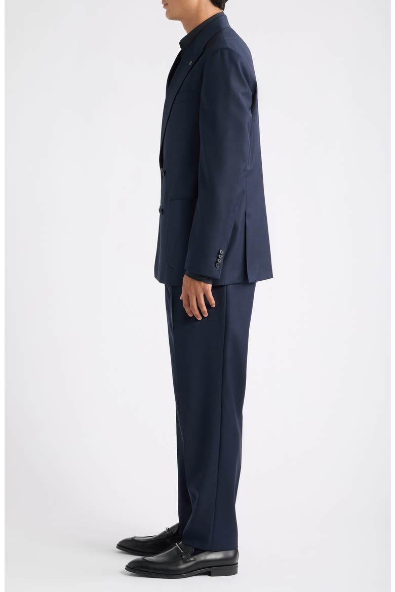 Tango Double Breasted Plaid Wool Suit, Alternate, color, NAVY