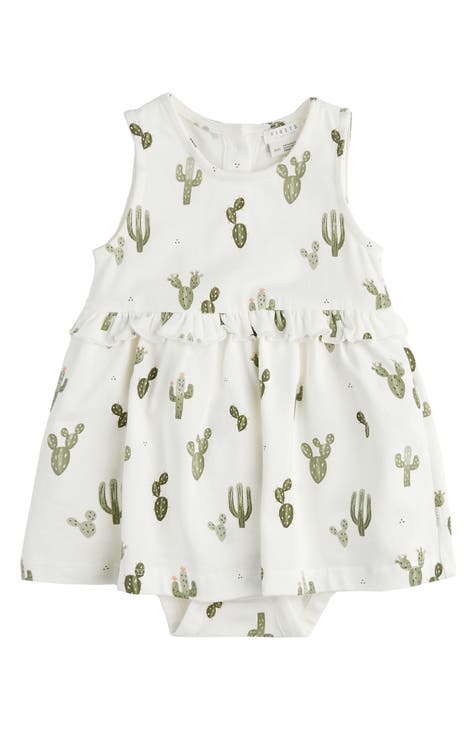 Cactus Print Stretch Organic Cotton Skirted Bodysuit (Baby)