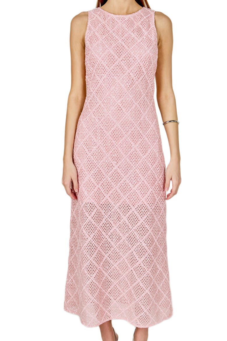 Sequin Open Stitch Dress, Alternate, color, PINK