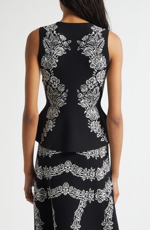Ulla Johnson Vanna Floral Jacquard Peplum Tank In Black