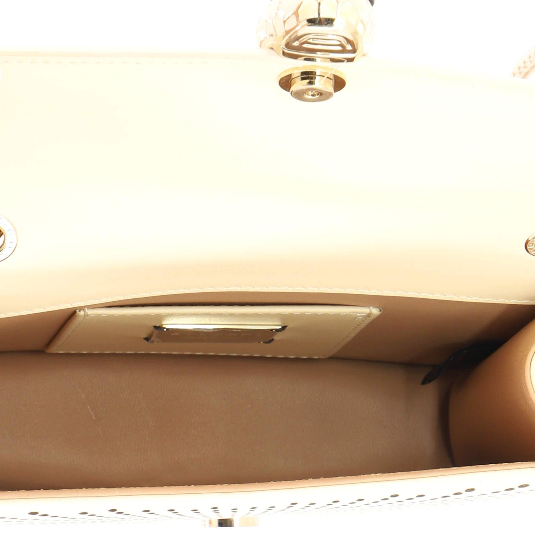 Serpenti Forever Square Shoulder Bag Laser Cut Leather Small, Alternate, color, White