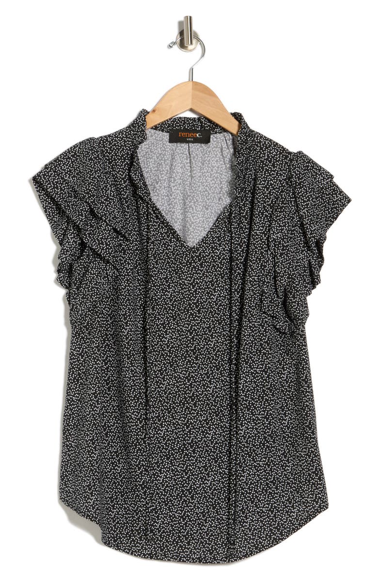 Renee C Ruffle Sleeve Top, Main, color, Black