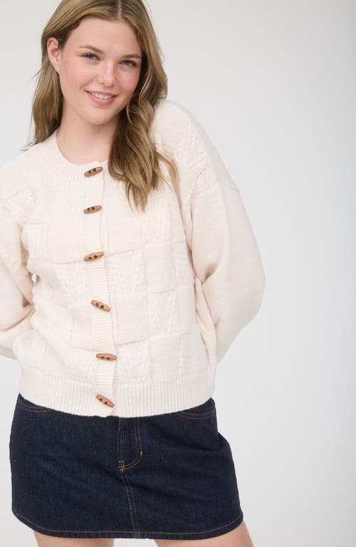 Blu Pepper Textured Oblong Button Cardigan In Neutral