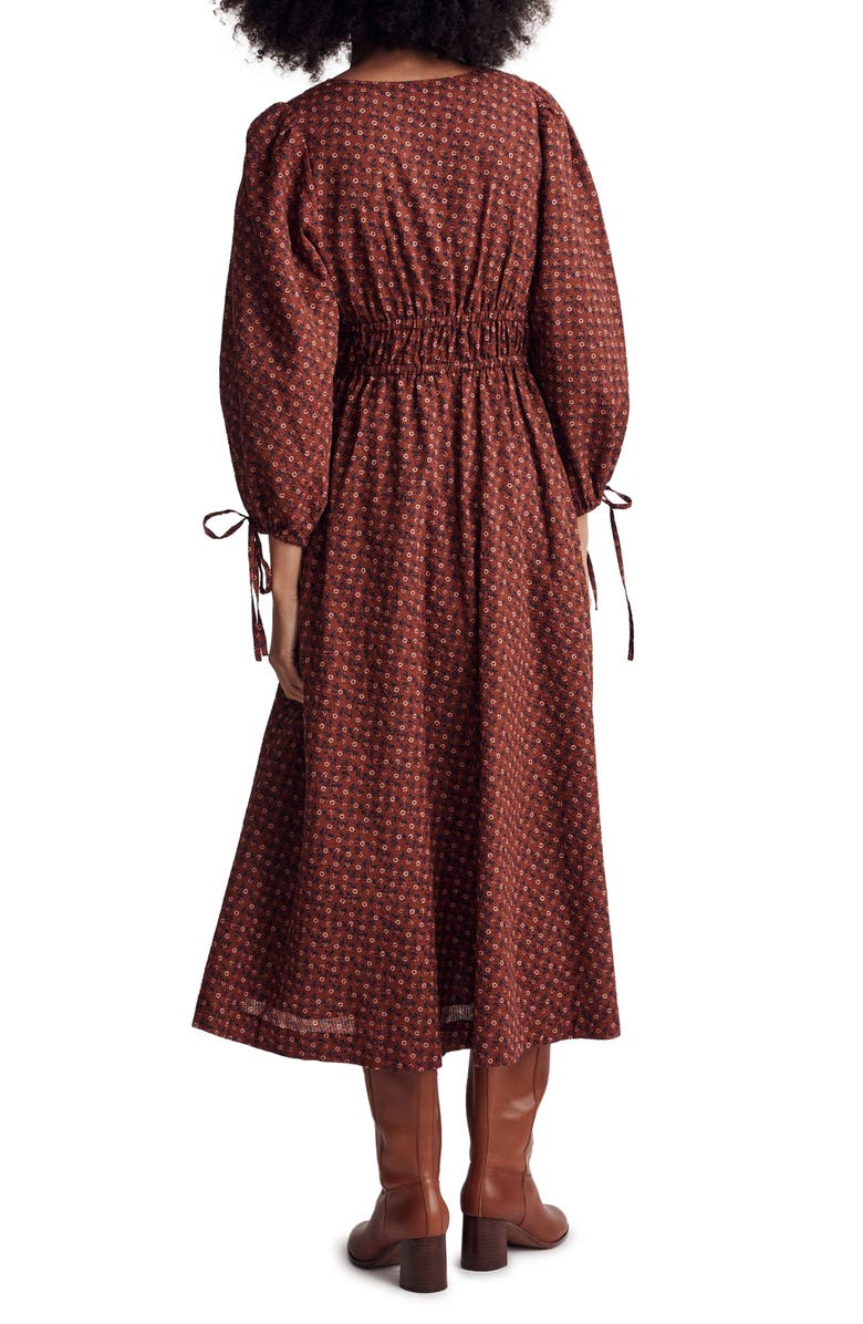 Madewell Sophia Teaberry Floral Tie Front Midi Dress, Alternate, color,
