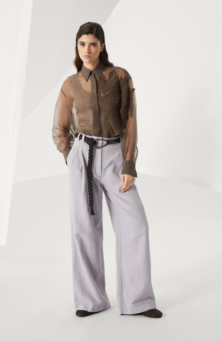 Brunello Cucinelli Flora Appliqué shirt, Alternate, color, 