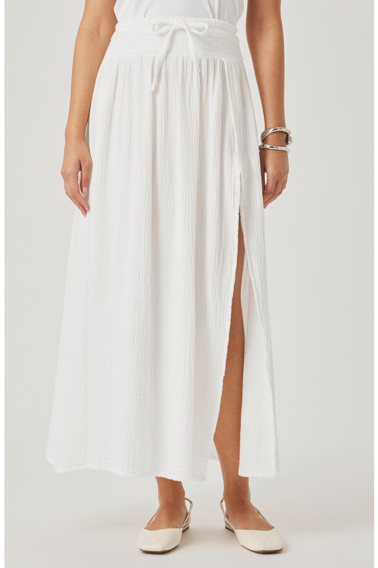 Ava Tie Waist Gauze Maxi Skirt, Main, color, WHITE