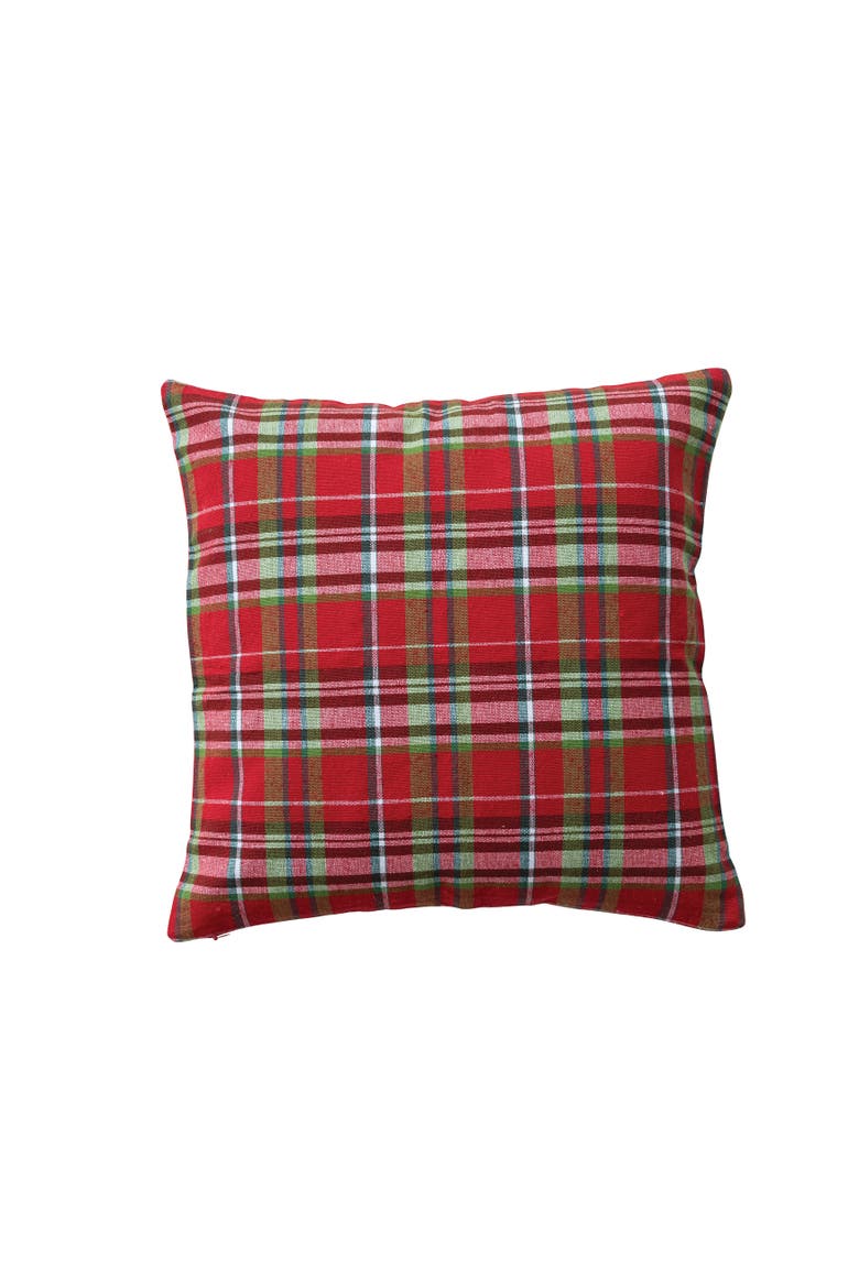 Plaid Patchwork Cotton Throw Pillow, Main, color, Multicolor