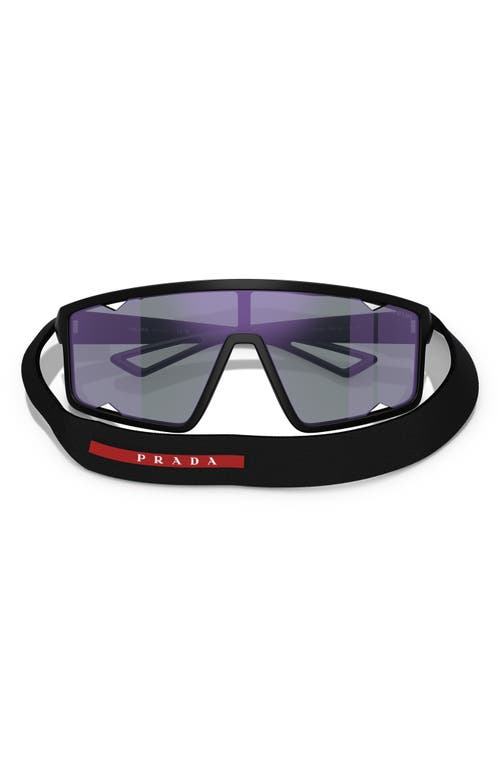 Prada Ps A03s 141mm Mirrored Rectangular Sunglasses In Matte Black