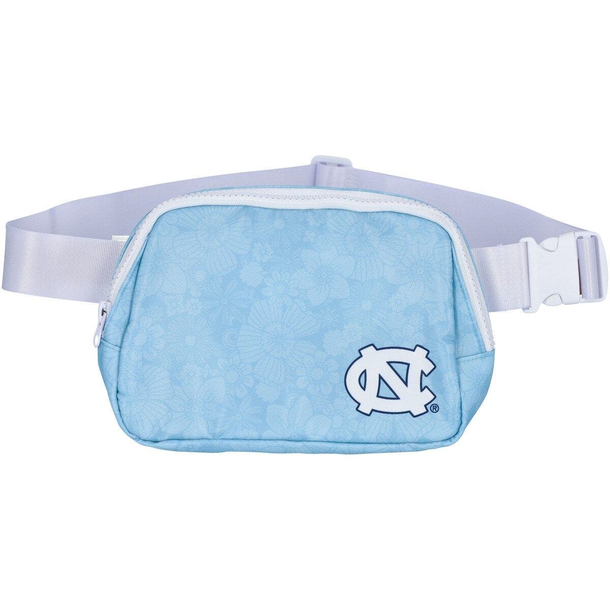 ZOOZATZ North Carolina Tar Heels Floral Print Fanny Pack, Main, color, Powder Blue