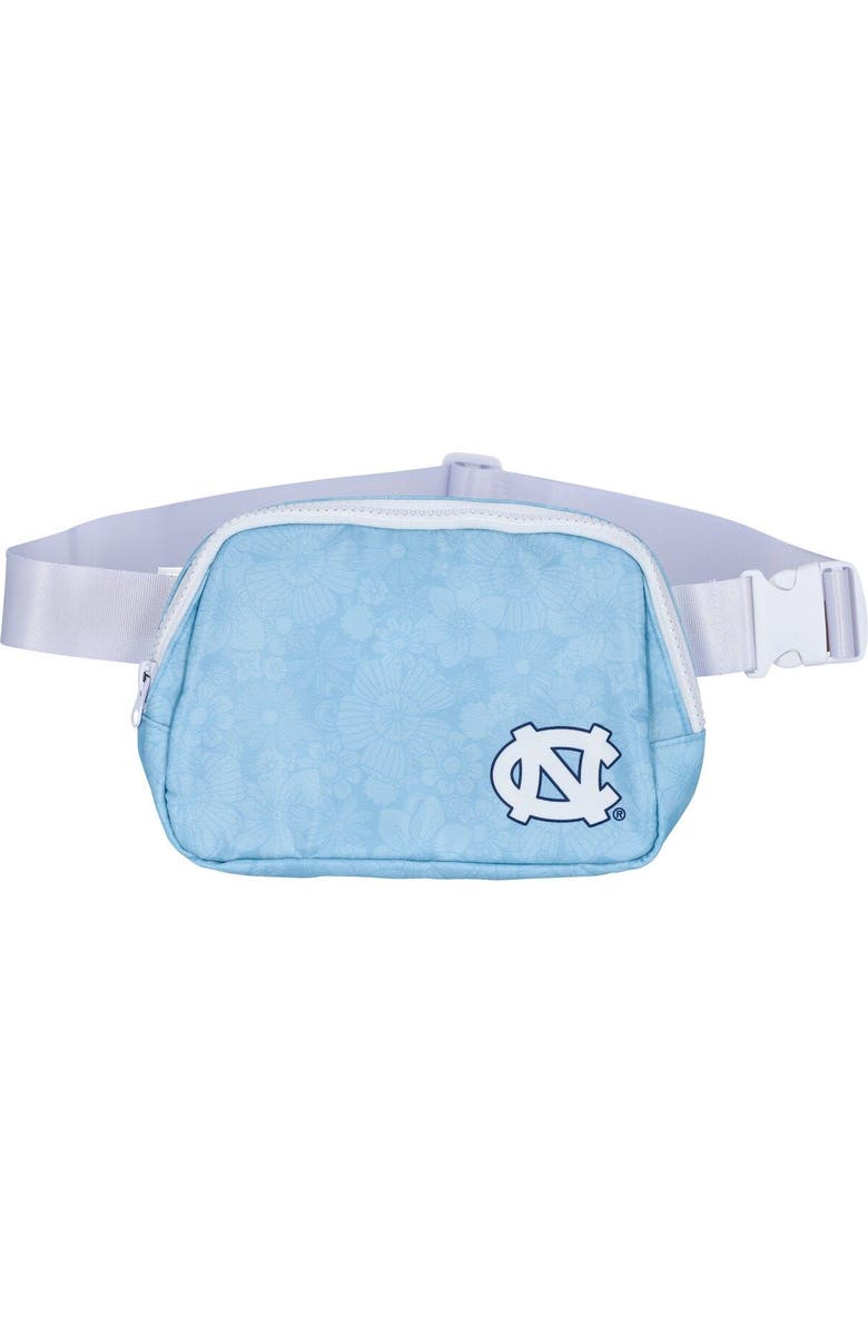 ZOOZATZ North Carolina Tar Heels Floral Print Fanny Pack, Main, color, Powder Blue
