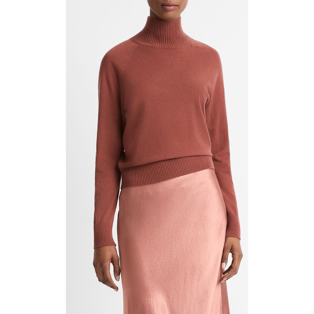 Vince Raglan Turtle Neck Sweater In Rosewood